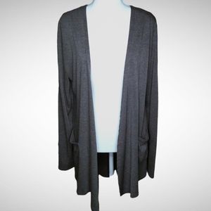 Towncat women's thinner/lightweight cardigan with waterfall front gray size L